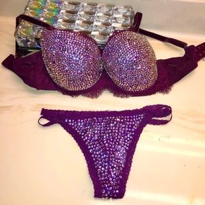 Victoria secret CUSTOM BLING rhinestone lingerie set ULTRA GLAM XS 34DD